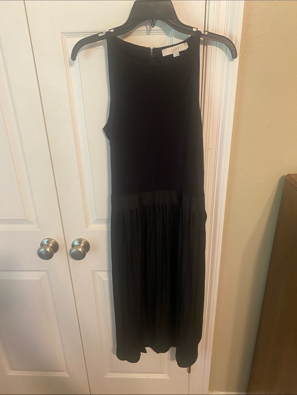 LOFT Black Sleeveless Maxi Dress with Pleated Skirt